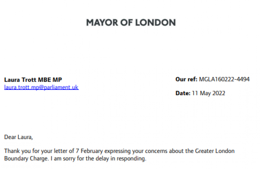 Letter from London Mayor 