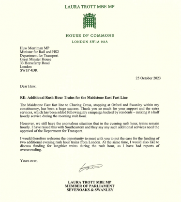 Letter to Rail Minister 